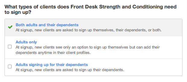 Image of Front Desk client signup options