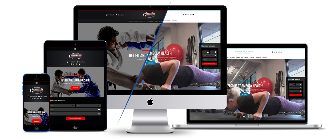 An example of a fitness website build by 97 Display